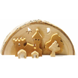 Theelichthouder 3D Slot Kerst Hout