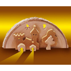 Theelichthouder 3D Slot Kerst Hout