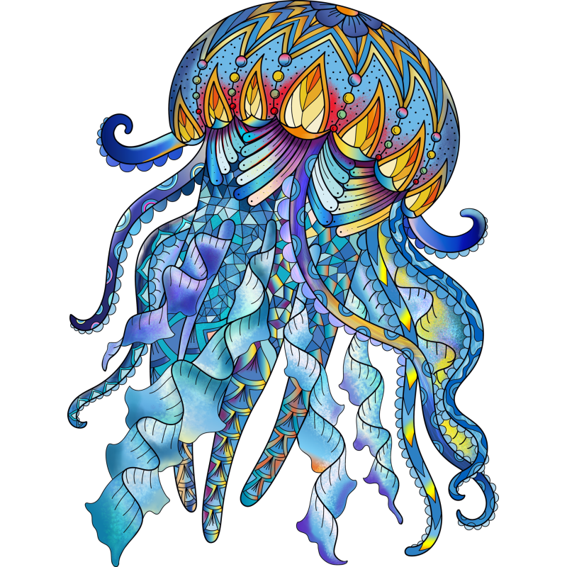 Regenboog Houten Puzzel Jellyfish