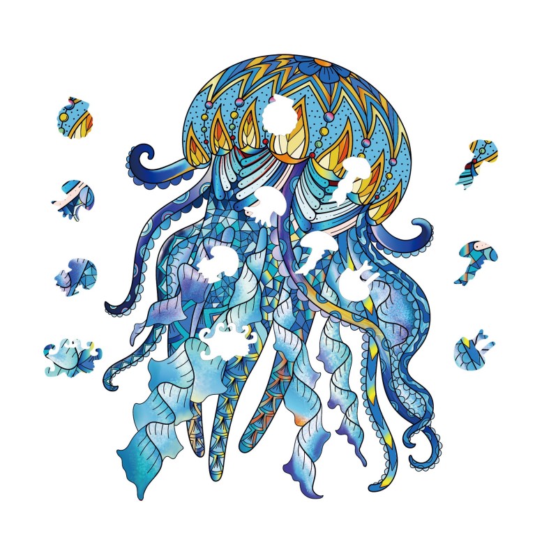 Regenboog Houten Puzzel Jellyfish