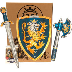 Edele Ridder Set Zwaard/Schild/Bijl Blauw