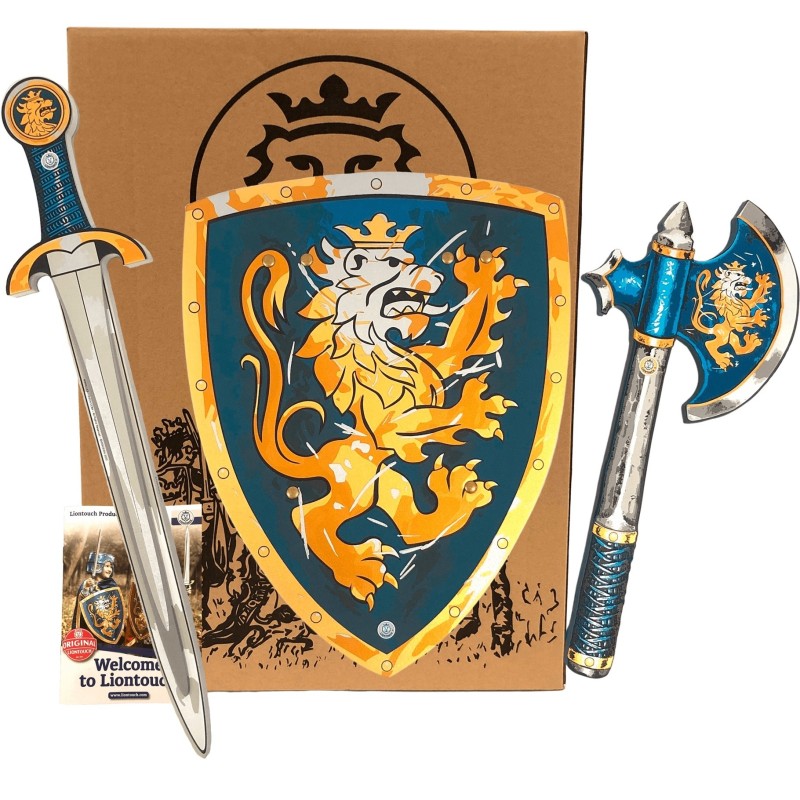 Edele Ridder Set Zwaard/Schild/Bijl Blauw