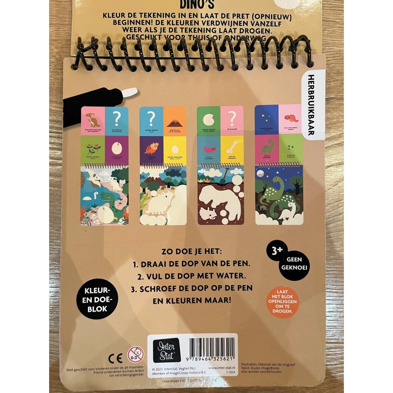 Kleuren met water Dino's