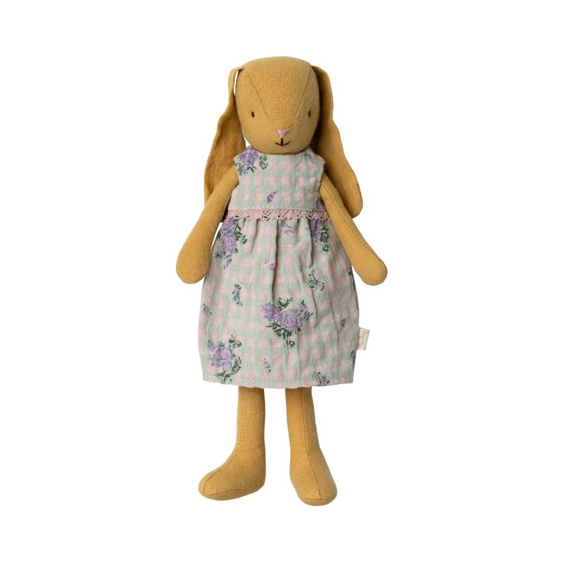 Knuffel Bunny Size 2 Dusty Yellow met Jurk 23cm