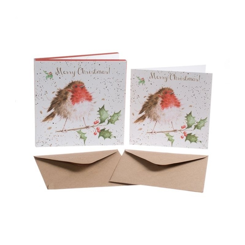 Kerstkaarten The Jolly Robin Set 8-delig