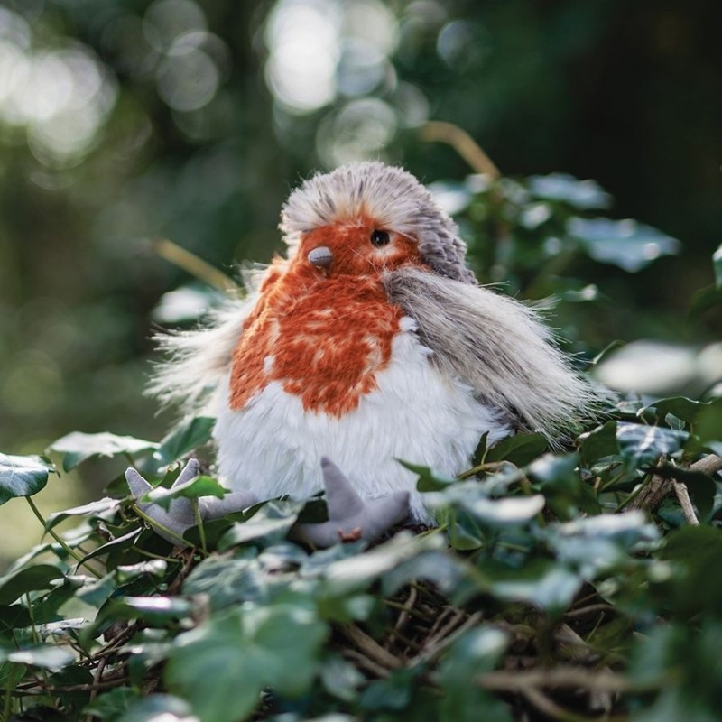 Knuffel Vogel Roodborstje Medium 16cm