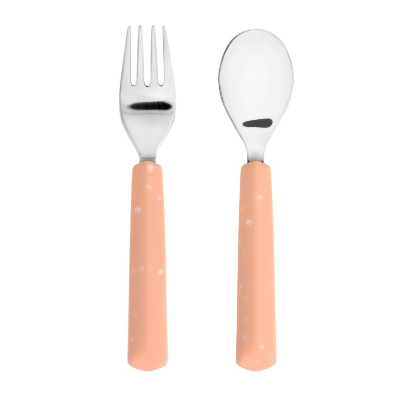 Kinderbestek Set Vork en Lepel Abrikoos