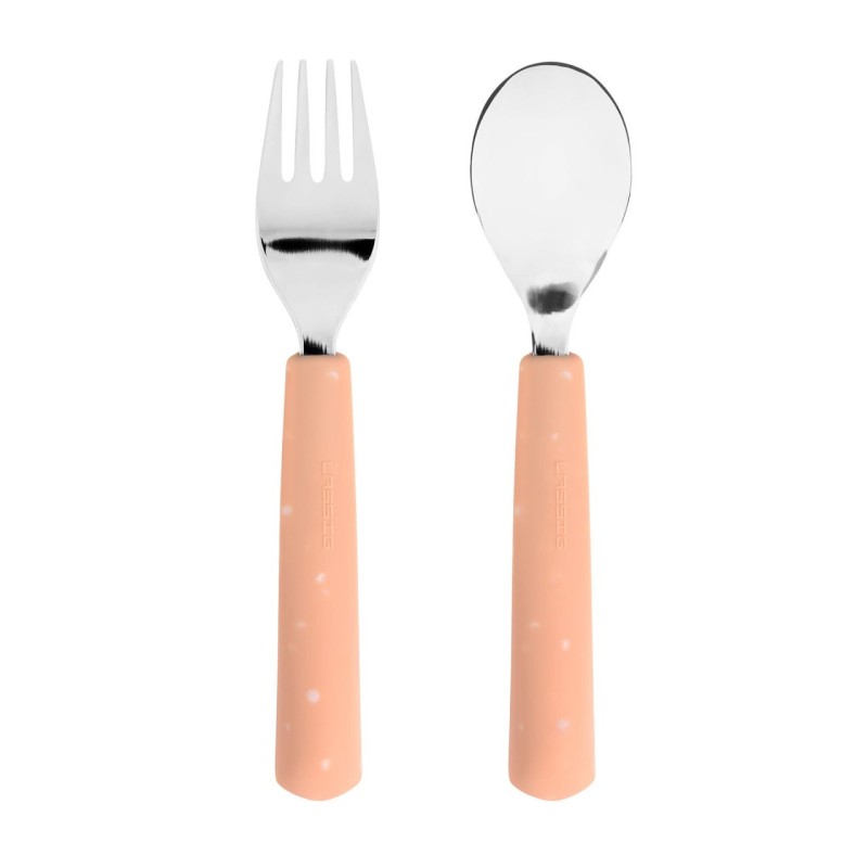 Kinderbestek Set Vork en Lepel Abrikoos