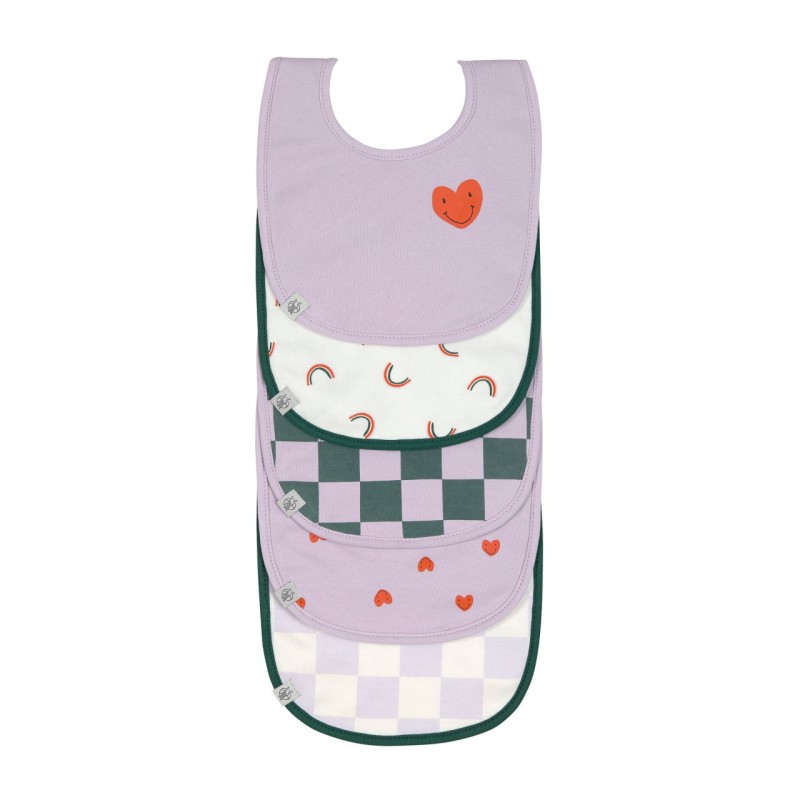 Slabbetjes Happy Rascals Hart Lavendel Set 5-delig