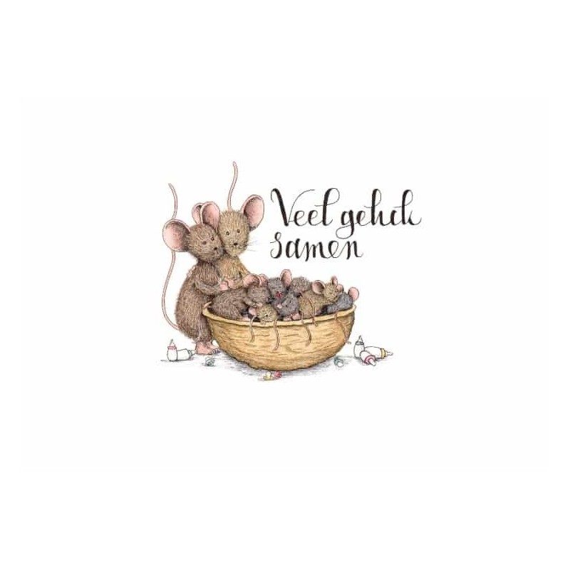 Ansichtkaart Geboorte twee- of meerling in notendop Ansichtkaart Geboorte twee- of meerling in notendop