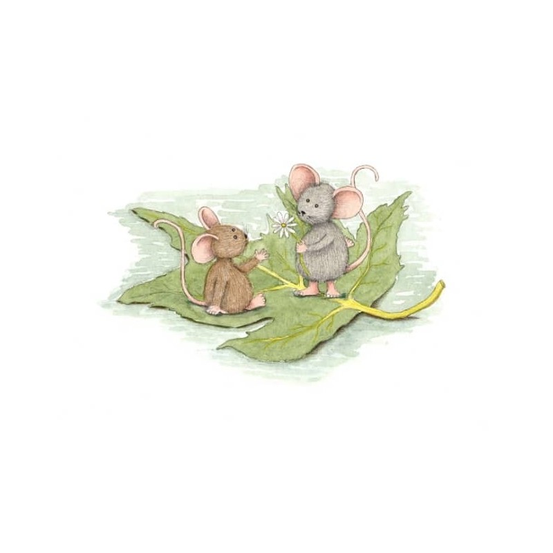 Ansichtkaart Muisjes op een blad