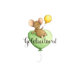 Ansichtkaart Muis zittend op ballon
