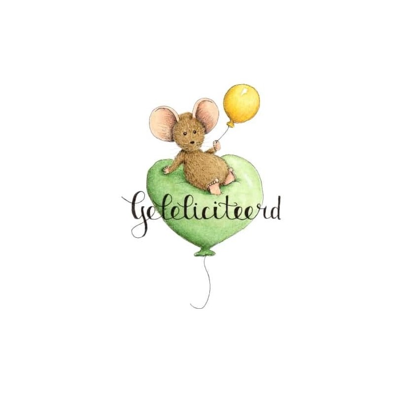 Ansichtkaart Muis zittend op ballon Ansichtkaart Muis zittend op ballon
