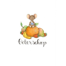 Ansichtkaart Beterschap muis op fruit