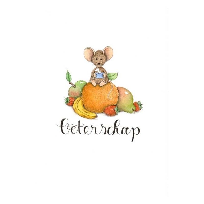 Ansichtkaart Beterschap muis op fruit Ansichtkaart Beterschap muis op fruit