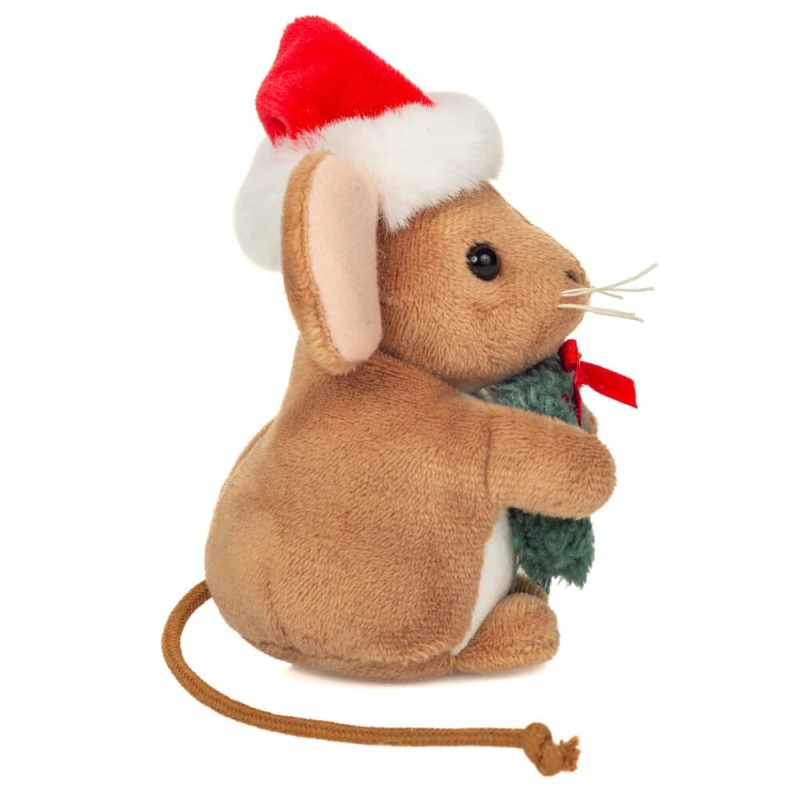 Knuffel Kerstmuis met Krans 11cm Knuffel Kerstmuis met Krans 11cm