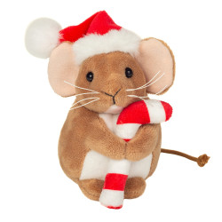 Knuffel Kerstmuis met Suikerstang 11cm