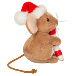 Knuffel Kerstmuis met Suikerstang 11cm