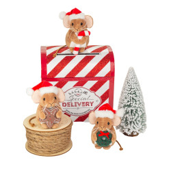 Knuffel Kerstmuis met Suikerstang 11cm