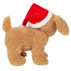 Knuffel Hond met Kerstmuts 20cm