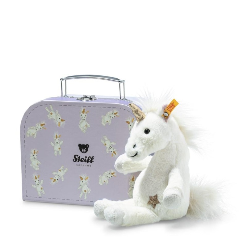 Knuffel Eenhoorn Unica in Koffertje Wit 20 cm