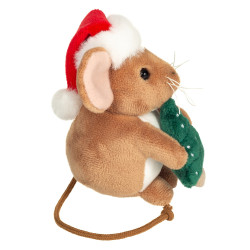 Knuffel Kerst Muis met Kerstboom 11cm