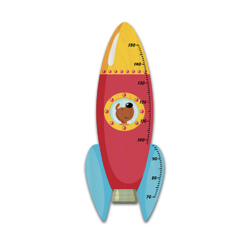 Groeimeter Raket met Hond Hout Groeimeter Raket met Hond Hout