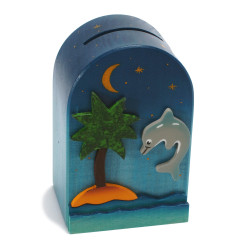 Spaarpot 3D Dolfijn Hout