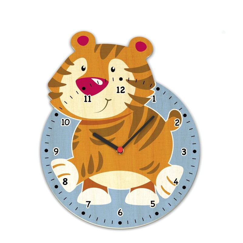 Wandklok Tijger Hout