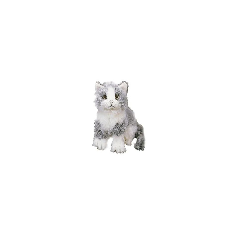 Knuffel Kat Zittend Grijs/Wit klein 20cm