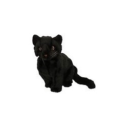 Knuffel Kat Zwarte Zittend groot 30cm