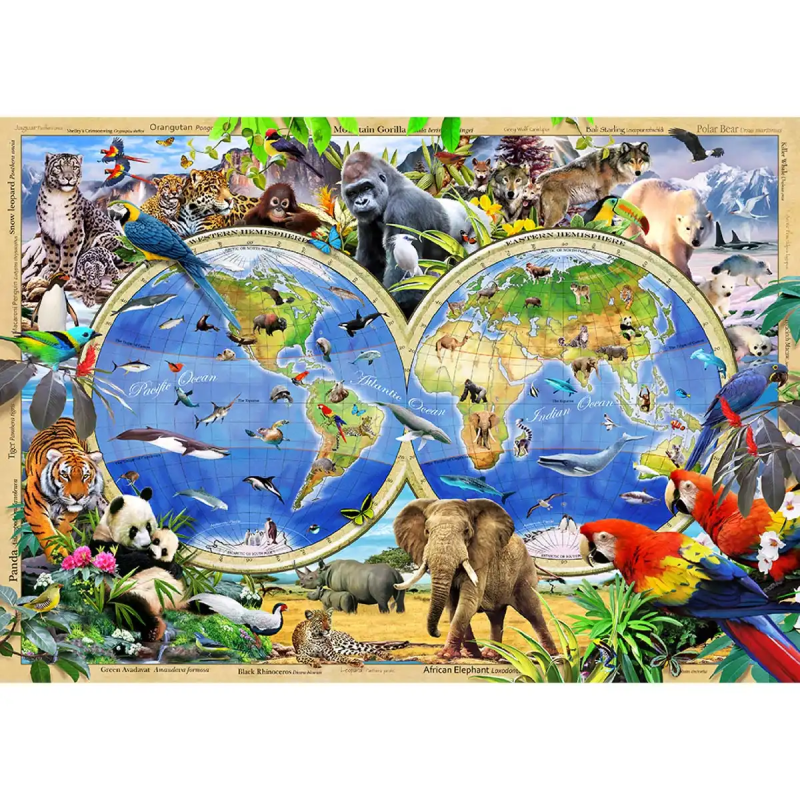 Puzzel Hout Animal Kingdom Map 1010pcs