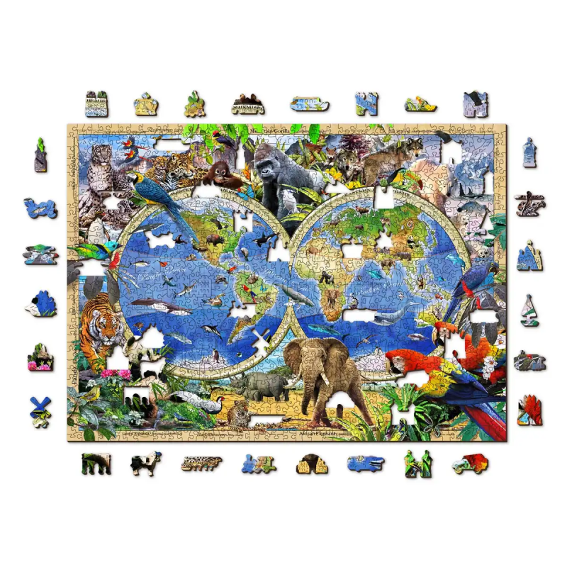 Puzzel Hout Animal Kingdom Map 1010pcs