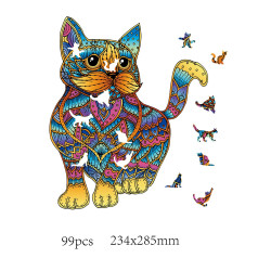 Regenboog Houten Puzzel Kat