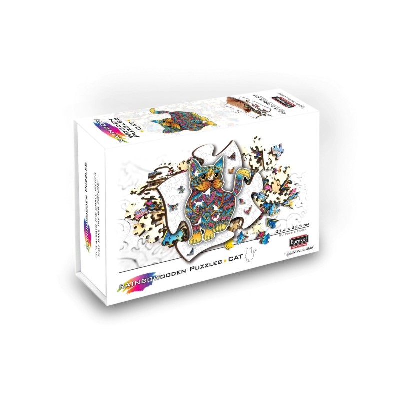 Regenboog Houten Puzzel Kat