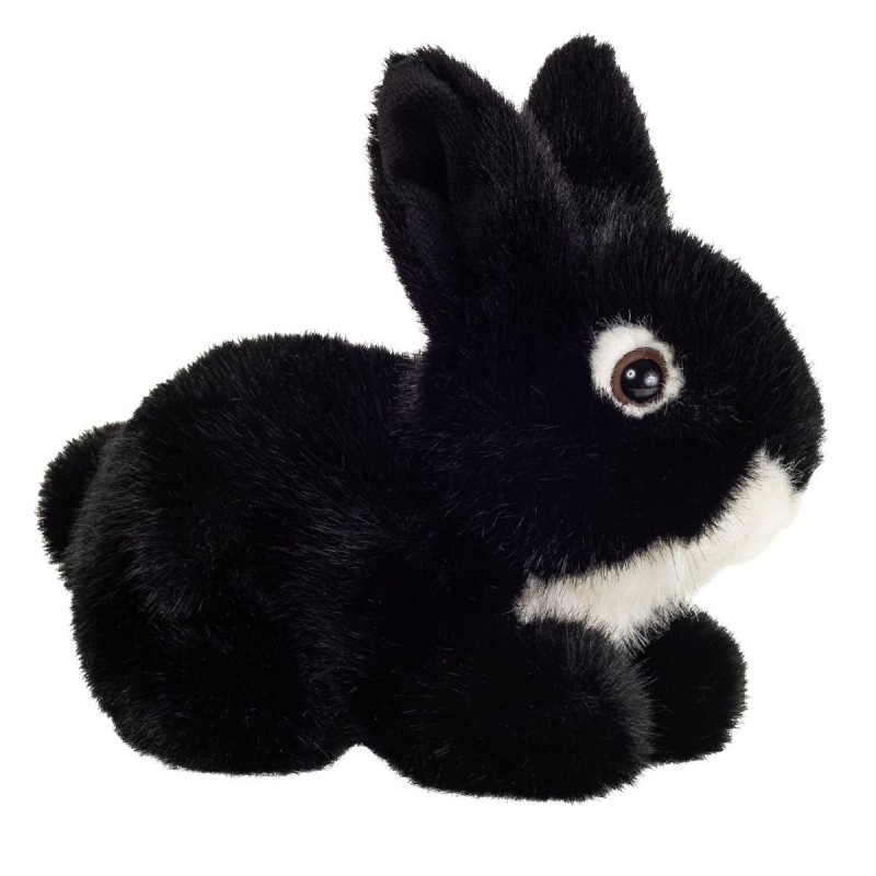 Knuffel Konijn Zittend Zwart 17 cm