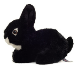 Knuffel Konijn Zittend Zwart 17 cm