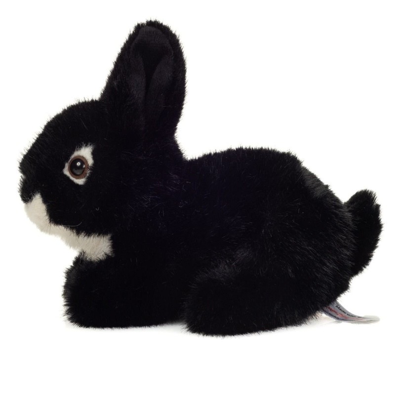 Knuffel Konijn Zittend Zwart 17 cm