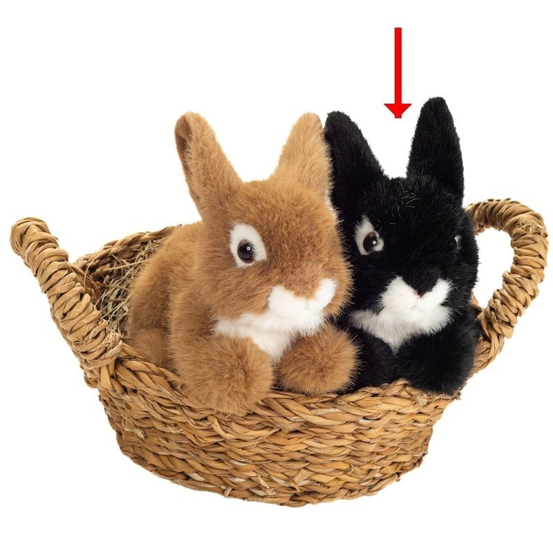 Knuffel Konijn Zittend Zwart 17 cm