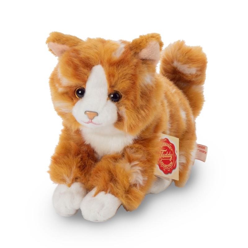 Knuffel Kat Getijgerd Rood of Grijs 18cm