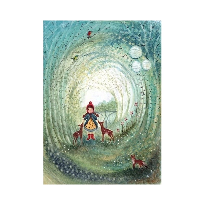 Postkaart Girl with Deer