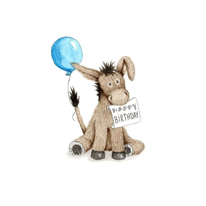 Ansichtkaart Gefeliciteerd met ezel en ballon Ansichtkaart Gefeliciteerd met ezel en ballon