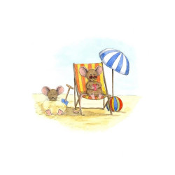 Ansichtkaart Muisje aan het strand zonnebaden
