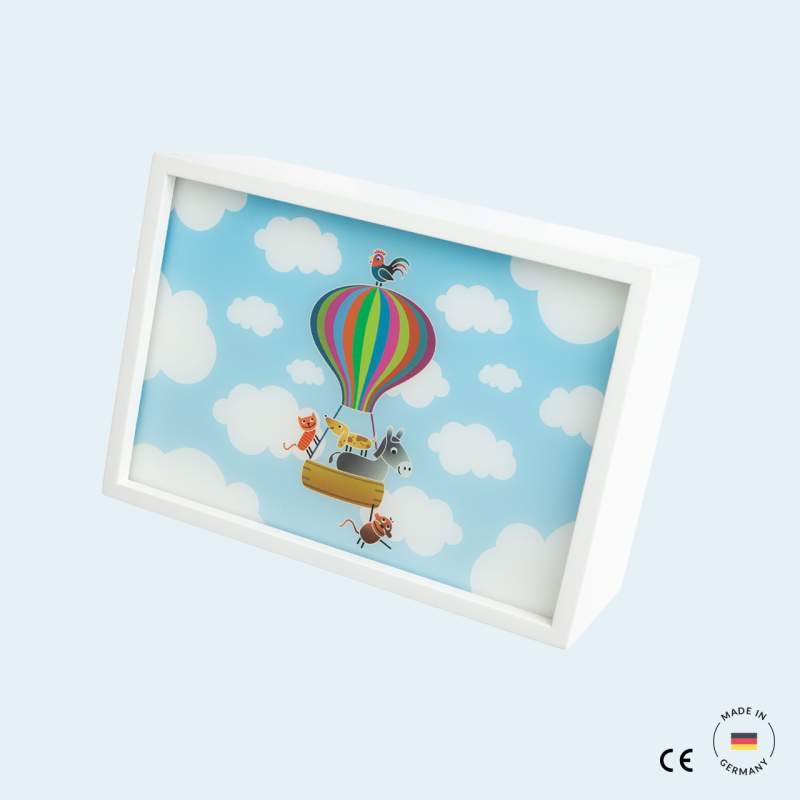 Wandlamp Rechthoekig Luchtballon Wit Hout