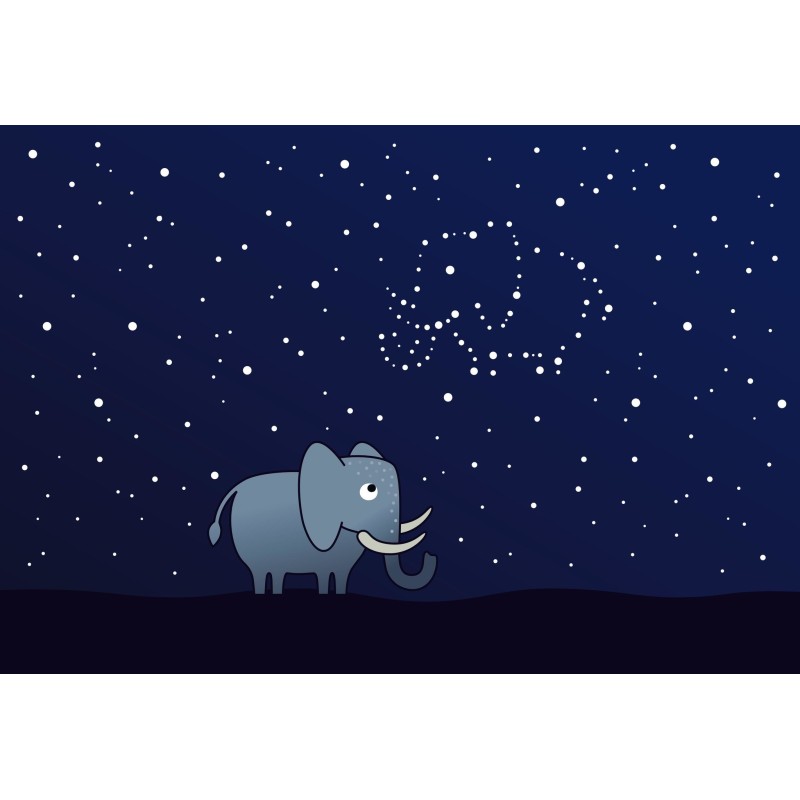 Motief Olifant Sterrenhemel Wandlamp Rechthoekig