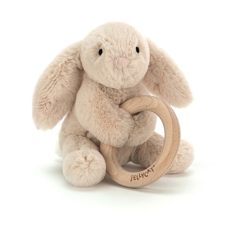 Knuffel Rammelaar Konijn Bunny Wooden Ring Toy Knuffel Rammelaar Konijn Bunny Wooden Ring Toy