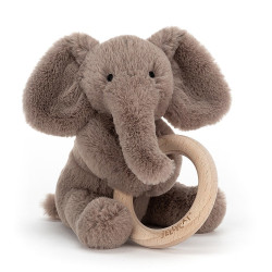 Knuffel Rammelaar Olifant Shooshu Elephant Wooden Ring Toy Knuffel Rammelaar Olifant Shooshu Elephant Wooden Ring Toy