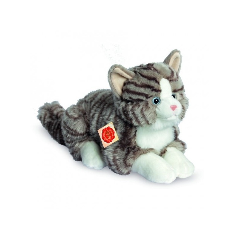 Knuffel Kat Grijs Getijgerd Liggend Knuffel Kat Grijs Getijgerd Liggend