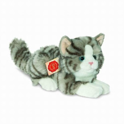 Knuffel Kat Grijs Getijgerd Liggend Klein