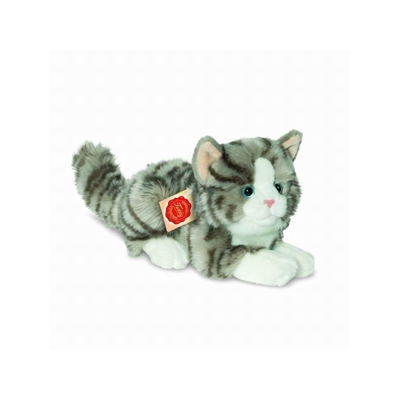 Knuffel Kat Grijs Getijgerd Liggend Klein Knuffel Kat Grijs Getijgerd Liggend Klein